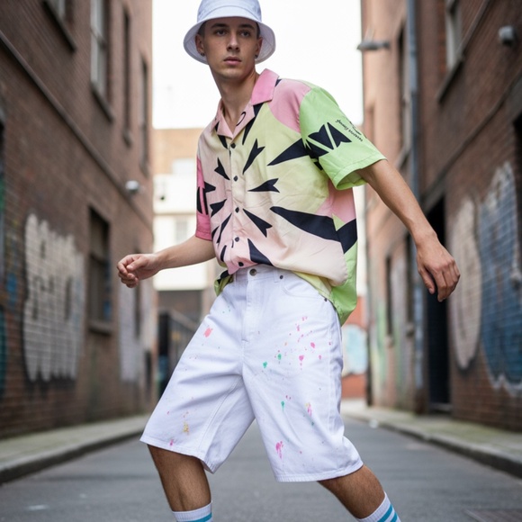 Gloomy Rainbows Button-Up Graphic Shirt Pastel Regular - Picture 3 of 10